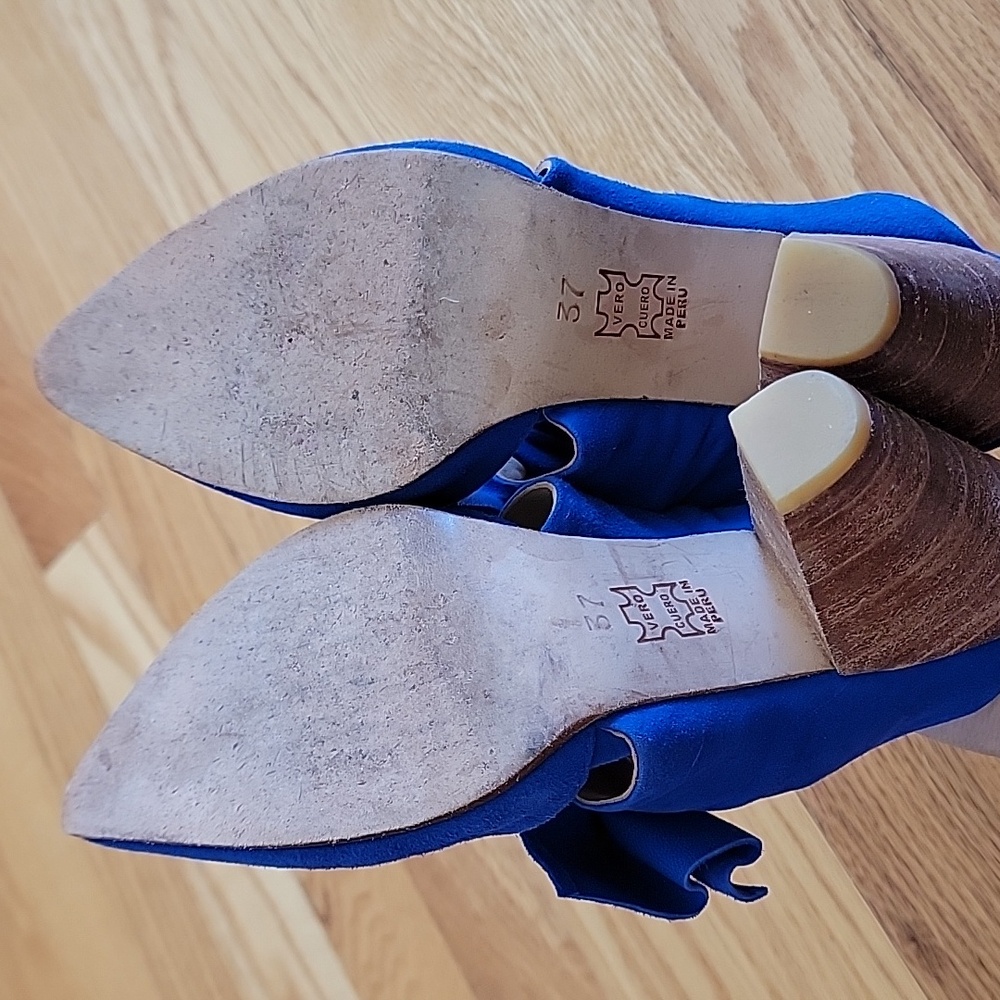 Ulla Johnson Royal Blue Heels with Bow Accent - Picture 8 of 16